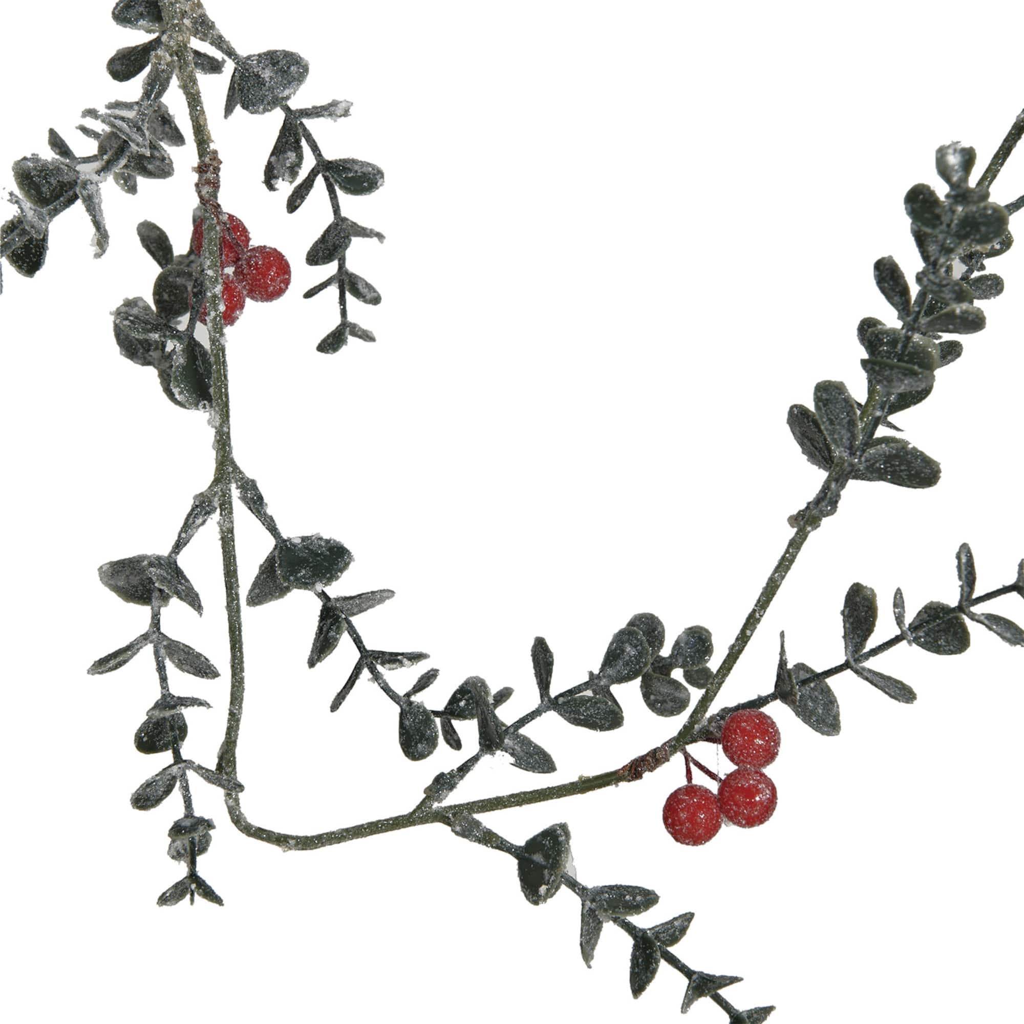 Hello Honey 6ft. Frosted Faux Boxwood Garland with Berries